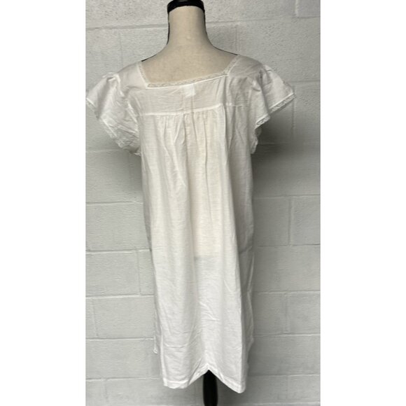 Barbizon Vintage Night Gown White Cotton Embroidered Flowers L - Picture 3 of 8